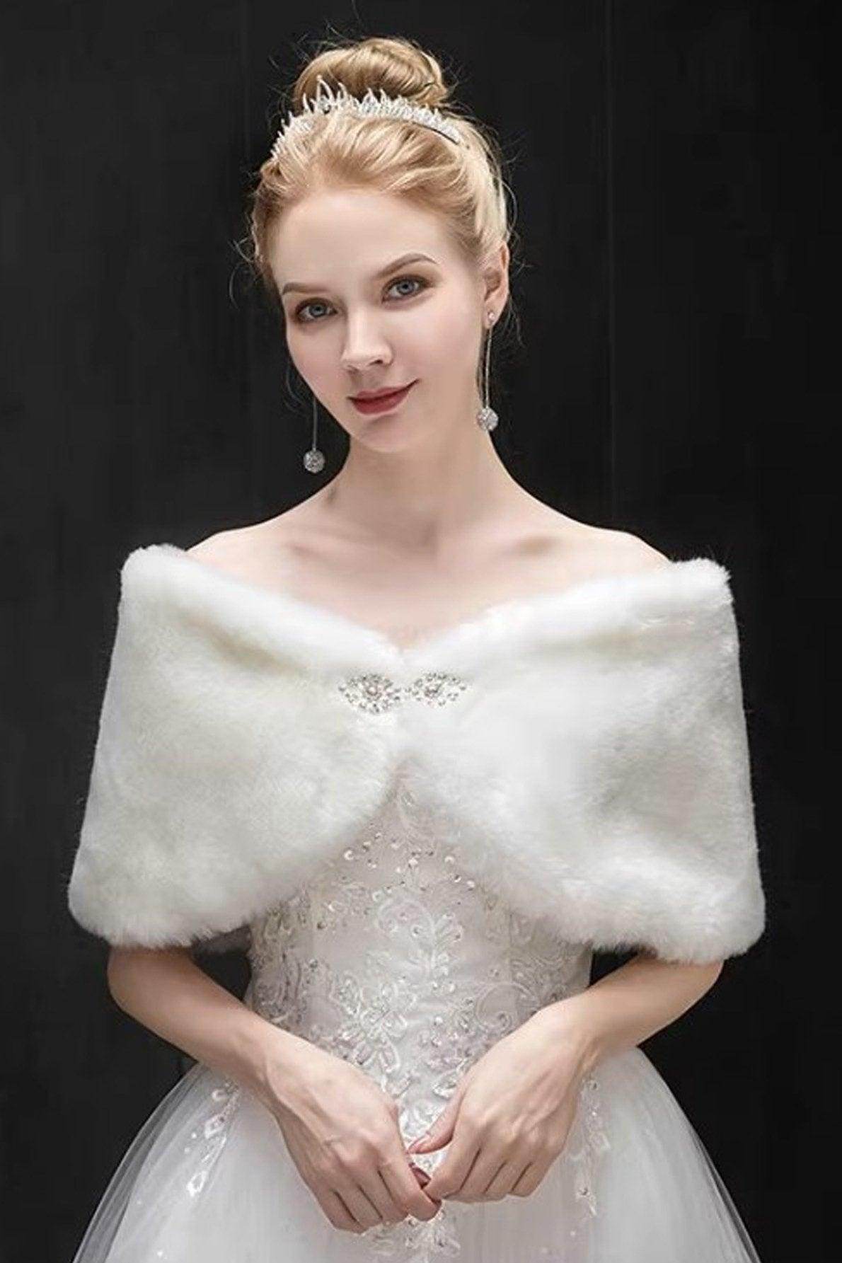 Faux Fur Shawl with Clasp CJ0126 - COCOMELODY